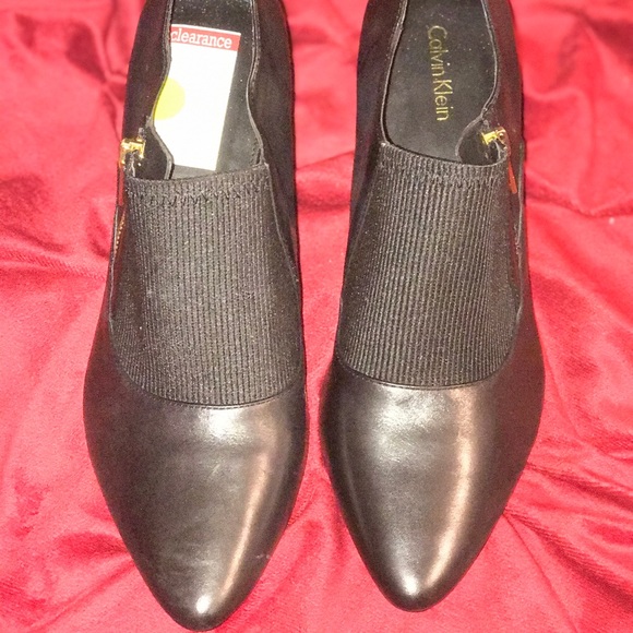 Black Leather Heeled Booties - Picture 1 of 6